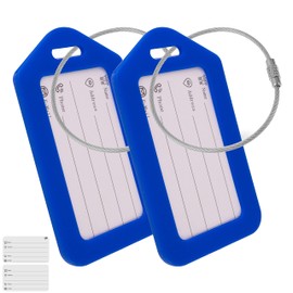 Luggage Tag with Address Tag, 2 Pack, Blue Plastic Sign, for Air Travel, Cruise, Suitcase Tag Luggage Tag, Name Tag, Address Tag, Bag Tag, Travel ID Tag Hanger