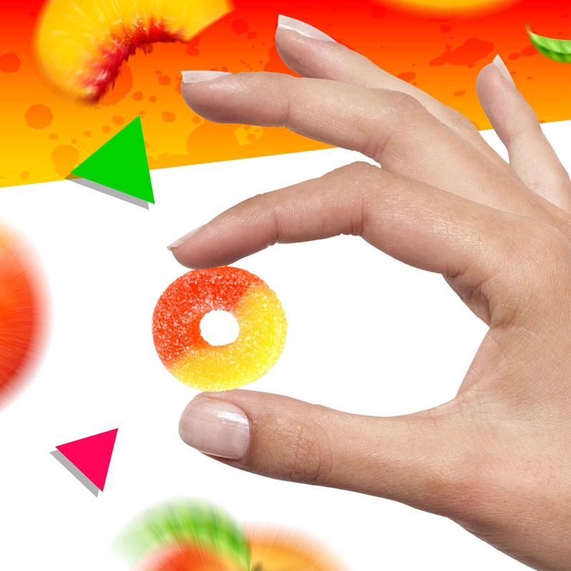 Peach Rings Gummy Candy, Soft and Chewy Snack (1 Pound