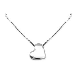 925 Sterling Silver Floating Heart Necklace for Women, Minimalist Solid Sterling Silver Heart Necklace, Layering Choker Necklace (18 inches)