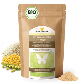 1kg BIO Reis & Erbsen Protein 7:3, 83,8% Protein, ohne Zusätze, 70% Bio Reisprotein & 30% Bio Erbsenprotein, von Natur aus vegan, laktosefrei & ohne Soja, geschmacksneutral (1000g)