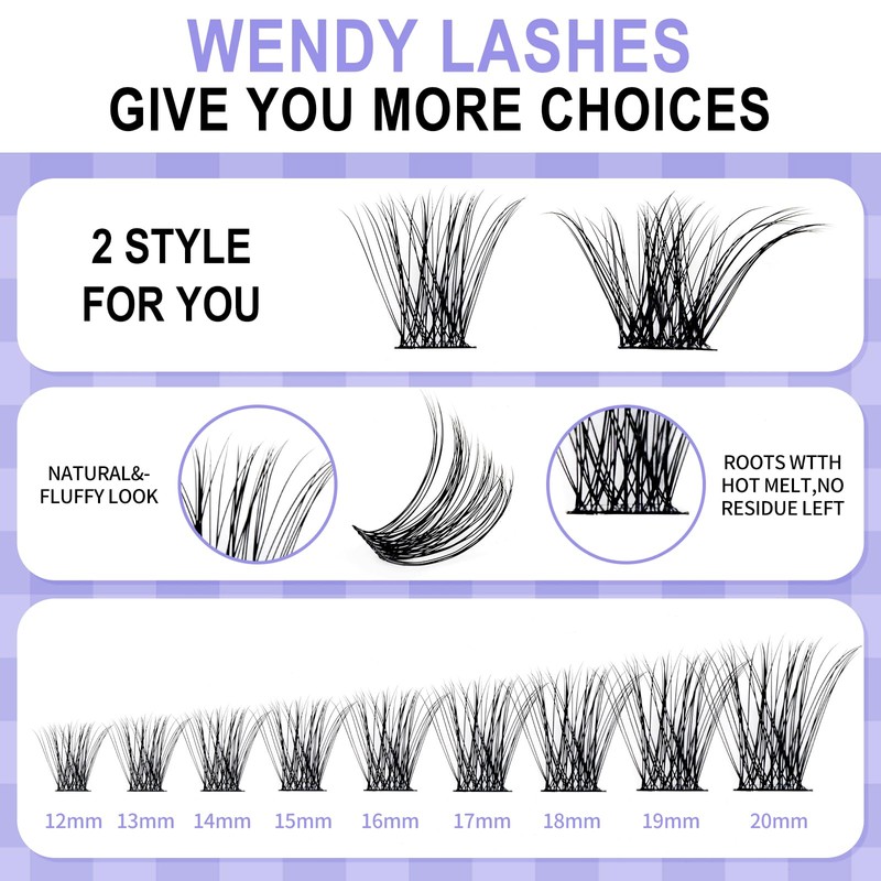 DIY Lash Extension Set, Cluster Eyelash Extensions Set, Eyelash Clusters,