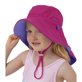 Creekstone Toddler Kids Sun Hat UPF 50+ UV Protection, Summer Beach Hat with Neck Flap Wide Brim Swim Hat for Girls Boys (CA/US, Age, 3 Years, 5 Years, Fuchsia)