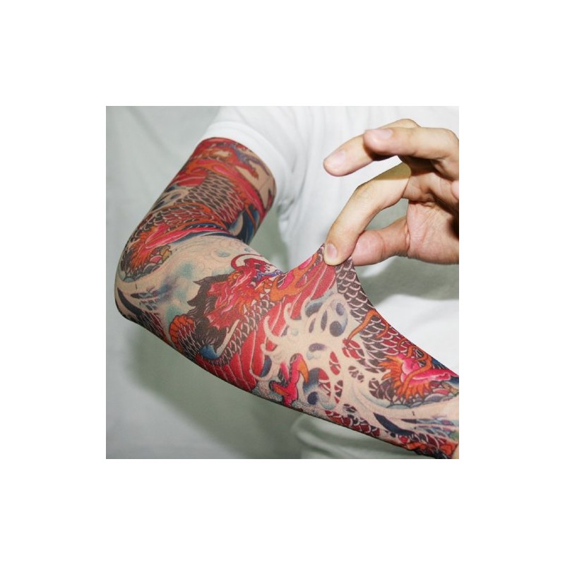 Tattoo Sleeve E Red Dragon Type 2 Japanese Carving Style