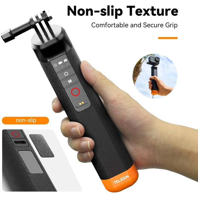 TELESIN Bluetooth Floating Hand Grip for GoPr Hero 13, 12/11/10