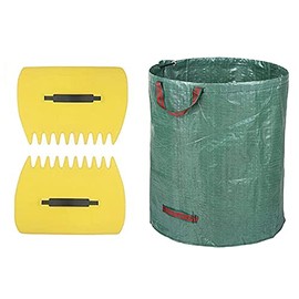 CFH-ALLEZ 1 Pair Lawn Claws Garden Leaves Cleaning Trash Leaf Scoop Collect + 1 Packs 72 Gallons Garden bag Reusable Garden Garbage Bag (Yellow)