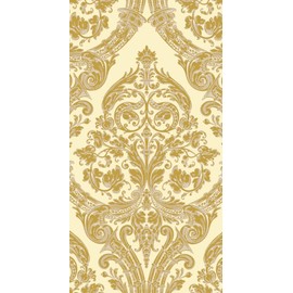 IHR Ideal Home Range Dinner Napkins Disposable 3-Ply Paper Hand Towels, 8.5" x 4.5", Grandeur (Cream/Gold), 16-Count