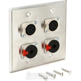 Pro Co WP2040 Double Gang (2) XLRF - (2) TRSF Latching Wall Plate