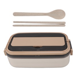 304 Stainless Steel Bento Box Adult Lunch Box Single Layer Microwave Safe Portable Split Bento Box for Students Office Workers Cream