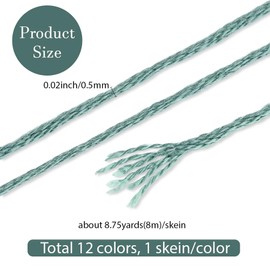 CABODYALS 12 Skeins 6 Strands Green Cross Stitch Thread Variegated Gradient Embroidery Floss Polyester Friendship Bracelet String Yarn Threads Bulk for Hand Sewing Bracelets Needlecraft DIY Stitching