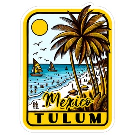 Tulum Mexico Sticker 4 Inch City Travel Souvenir Destination - Waterproof Vinyl Decal for Laptop Water Bottle Car Tumbler - Durable Aesthetic Long-Lasting Stickers for Adults ID44990