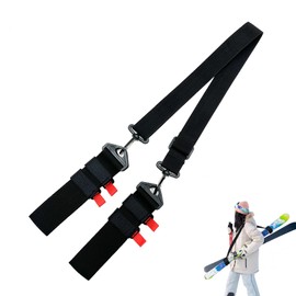 Tracolla per sci, sci carry strap, tracolla regolabile, per un facile trasporto e viaggio, durevole e confortevole (nero)