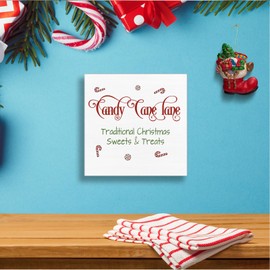 Candy Cane Christmas Decorations, Winter Tiered Tray Decor, Candy Cane Lane Sign, Farmhouse Indoor Holiday Xmas Decor 5 X 5 Inches
