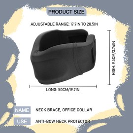 Neck Brace for Neck Pain & Support Adjustable Neck Support Brace for Sleeping Foam Support Relieves Neck Pain and Spine Pressure(Black)