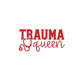 Trauma Queen Stethoscope Nurse Doctor ER NOK Decal Vinyl Sticker |Cars Trucks Vans Walls Laptop|Red |7.0 x 3.4 in|NOK1476