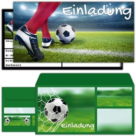 Set of 12 Football Invitation Cards with Envelopes for Birthday or Football Party – Invitation for Boys Girls Children's Birthday BREITENWERK