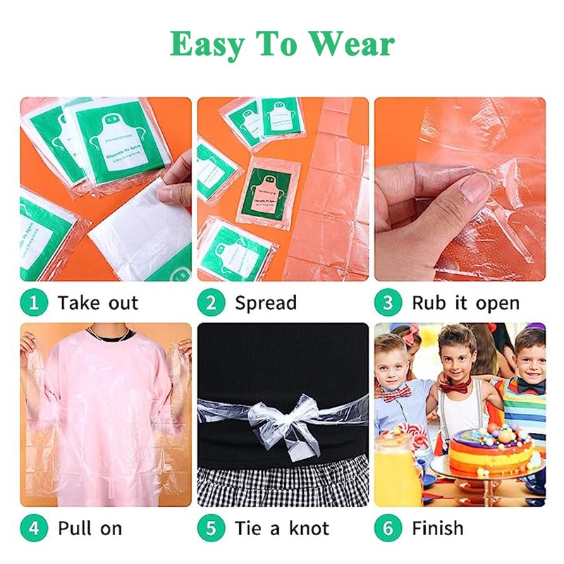 Disposable Aprons for Kids 100PCS - Plastic Aprons Small Clear