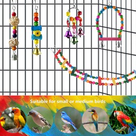 QIODAZOO Vogelspielzeug für Papageien, 7 Stück Vogelspielzeug Schaukel Kauspielzeug Vogelnäpfe für Wellensittiche Papageien Finken Sittiche Aras Nymphensittiche