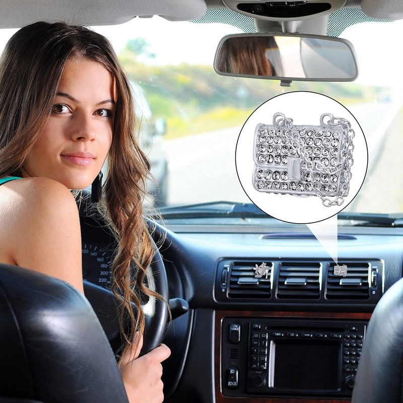 OIIKI 4PCS Car Aromatherapy Vent Clips, Bling Crystal Air Freshener,