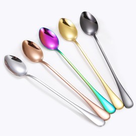 Long Spoon for Stirring, Ice Cream, Coffee, Cocktail, Stainless Steel Long Handle Iced Tea Spoons Set of 4, 7.87 Inch/20 CM