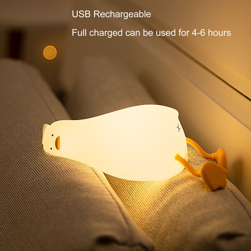 LED Night Light Cute Lying Duck Shape Soft Silicone Soft