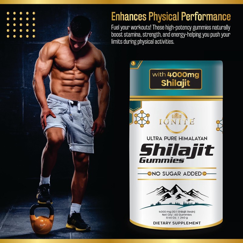 MBDH Wellness Pure Himalayan Shilajit Gummies 4000mg, Sugar-Free with KSM-66