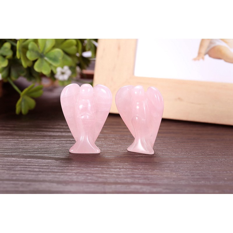 CrystalTears Natural Rose Quartz Crystal Pocket Guardian Angel, 1.5" Reiki