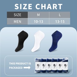 SIXDAYSOX 6 Pack Mens Ankle Socks Cushioned Padded Thick Mens Black Socks for Men Size 10-13
