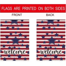 YaoChong Welcome American US Star 4th of July Garden Flag Vertical Double Sided 12.5 x 18Inch, Farmhouse Burlap for Spring Summer Outdoor Indoor Decoration