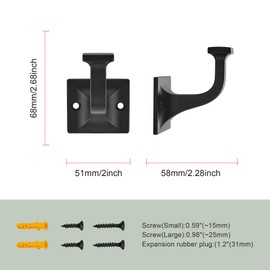 SAILING 5 Pack Coat Hooks - Matte Black Robe Hooks Decorative Wall Hooks for Bathroom Bedroom Kitchen Towel Robe Clothes Cabinet Closet Bathroom Hardware