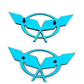 Front Nose & Rear Deck Lid Crossed Flags Emblems Car Badge Nameplate 3D Logo Compatiable with 1997-2004 Corvette C5 19207384 19207385 2Pcs (Pair) (Blue Black)