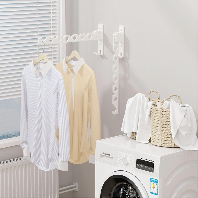 dancrul Wall Mounted Clothes Drying Rack, Wall Clothes Hanger Hook
