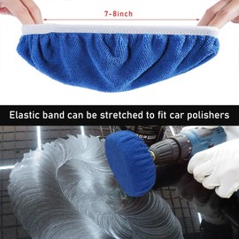 9PCS Car Polisher Pad, 7 to 8 Inches Car Orbital Microfiber Bonnet Polishing Buffing Pad Cover, Universal Auto Cleaning Waxers Kit- 4 Microfiber, 3 Coral Fleece, 2 Woolen ((7-8 Inches))
