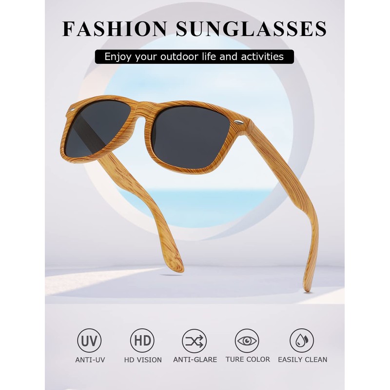 Kimorn Polarized Sunglasses Square Frame Horn Rimmed 80's Retor Glasses