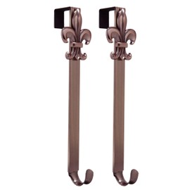 Haute Decor Adapt Adjustable Length Wreath Hanger with Removable Icon (2-Pack - Oil-Rubbed Bronze - Fleur de lis)
