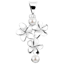 Nenalina Women's Necklace Floral Pendant with Pearl Beads - Handmade from 925 Sterling Silver, 262307-042