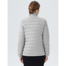 Orolay Women's Lightweight Packable Down Jacket Quilted Puffer Coat Outdoor Full-Zip Puffy Outwear with Stand Collar (Grey Small)