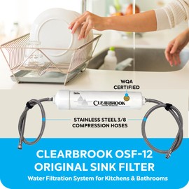 Clearbrook OSF-12 Original Sink Filter, Stainless Steel 3/8 Compression Hoses, Durable Water Filtration System for Kitchens & Bathrooms