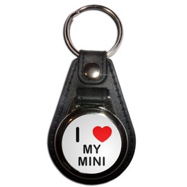 I Love My Mini - Black Plastic Medallion Key Ring