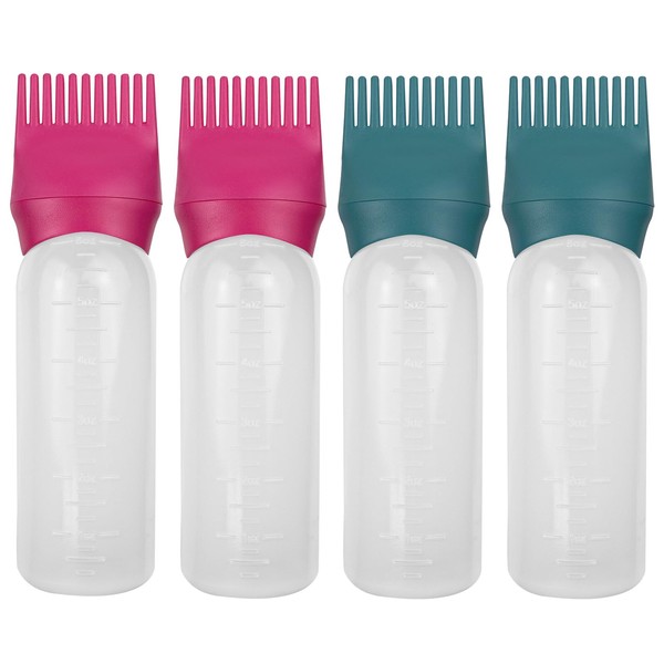 FZWONVUC 4 Pack Root Comb Applicator Bottle, Hair Oil Comb