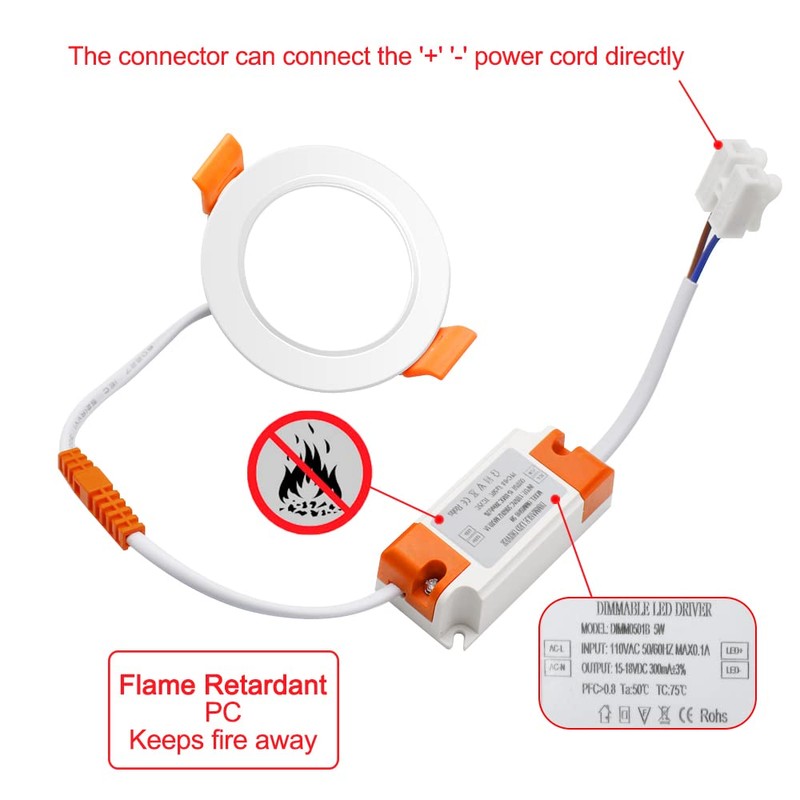 LEDLightsWorld 3 Inch LED Recessed Lighting Dimmable Downlight, 5W (40W