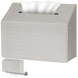 NiHome PU Leather Tissue Box Cover for Kleenex Hand Towels, Versatile for Countertops and Towel Racks, Leather Enhances Home Decor, Easy to Use with Exquisite Edging Craftsmanship (Gray)