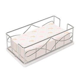 Winmien Napkin Holder with Marble Base, Guest Towel Paper Dispenser for Table, Modern Metal Napkin Stand, Ideal for All Kitchen Bathroom Vanity, Kitchen Decor Accessories (Chrome, 3.2 Inch)