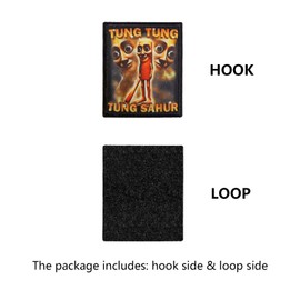 Tung Tung Tung Sahur Italian Brainrot Funny Meme Funk, Embroidered Hook and Loop Funny Tactical Military Morale Patch Patches for Hat, Jackets, Bag, Molle Vest, Backpack