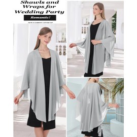 Women's Shawls and Wraps for Evening Dress Chiffon Scarf Soft Elegant Pashmina Wedding Bridal Scarve (Grey)