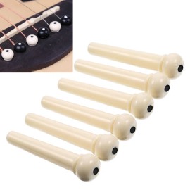 Unbranded Pack of 6 Acoustic Guitar Bridge Pins Plastic String End Peg Connectors Beige