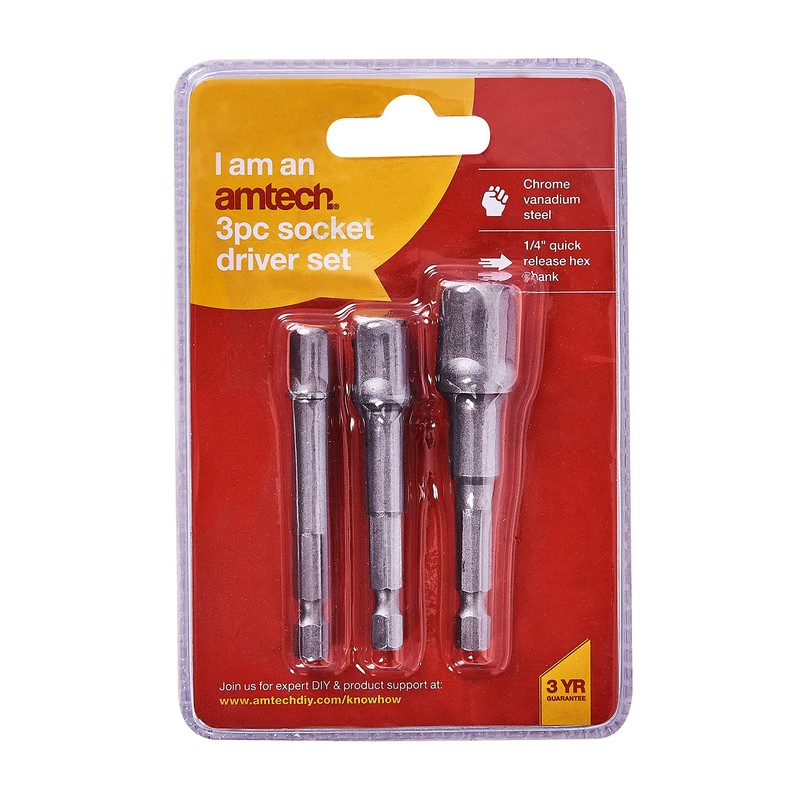 Amtech I5700 Socket Driver Set, Hex Extension Adapter, 3 Piece