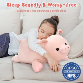 MaoGoLan Pig Stuffed Animal Plush – 23.6" Giant Cuddly Pig Pillow, Soft Hugging Pink Piggy Toy for Kids & Adults, Perfect Piglet Christmas Birthday Decor Gifts