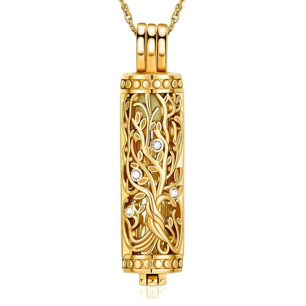 shajwo Cylinder Urn Necklaces for Ashes for Women Men Tree