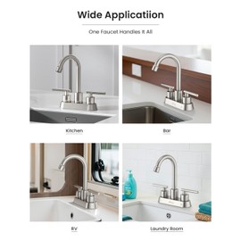 APPASO Bar Sink Faucet 4 Inch Centerset, 2 Hole Brushed Nickel with Dual Handles, 2 Handle Bathroom Faucet Small, Stainless Steel for Wet Bar Bathroom Utility Laundry Room Sink 2-Hole or 3 Holes