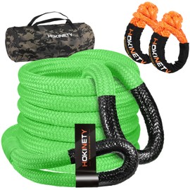 Kinetic Recovery Tow Rope: 1-1/8" x 30ft 48000LBS Snatch Strap with Soft Shackles Heavy Duty Offroad Towing Straps Kit for Trucks SUV UTV ATV Tractor Car Jeep - Neon Green